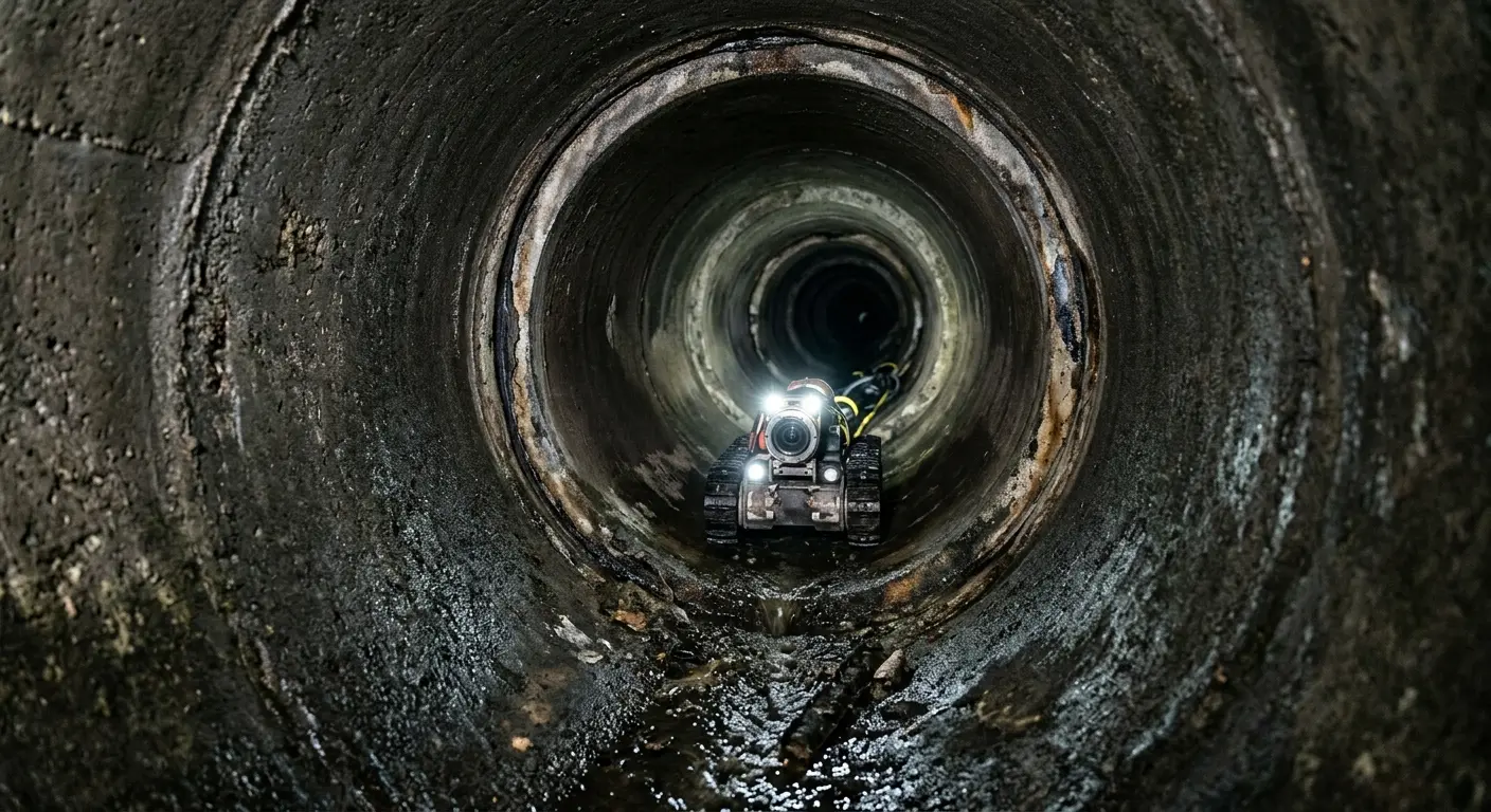 Robotic sewer camera inspecting pipe interior for Drain Snake Service in Monroeville